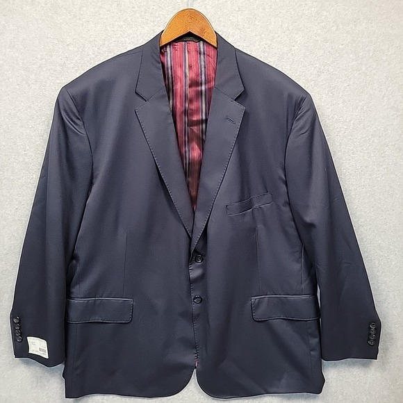 BRUCE JULIAN CLOTHIERS Men 48R Custom Blue Woven Wool Blazer Jacket Classic 2btn